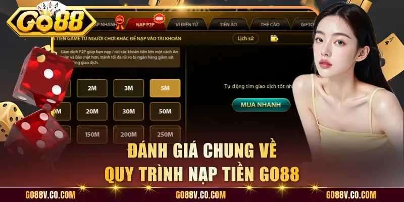 Đánh giá chung về quy trình nạp tiền Go88